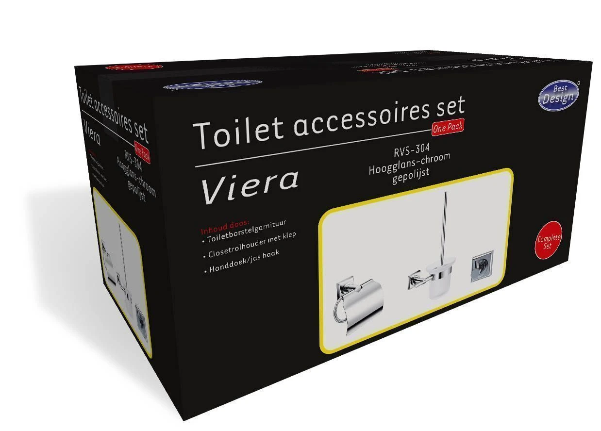 Best Design Viera Toilet Accessoires Set Chroom 3 Best Design Viera Toilet Accessoires Set Chroom
