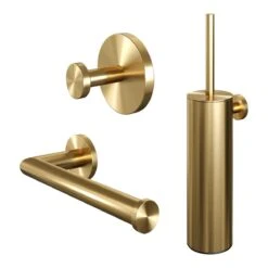 Brauer Gold Edition Set Met Handdoekhaak, Toiletrolhouder En Toiletborstelset Messing Geborsteld PVD