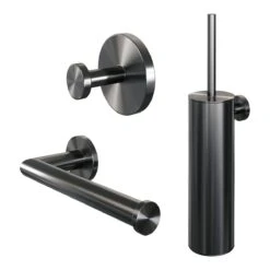 Brauer Gunmetal Edition Set Met Handdoekhaak, Toiletrolhouder En Toiletborstelset Gunmetal Geborsteld PVD