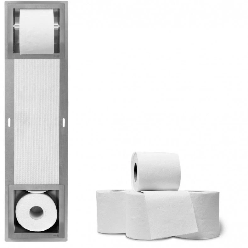 LoooX Closed Inbouw Toiletrolhouder Met Reserverolhouder RVS 4 LoooX Closed Inbouw Toiletrolhouder Met Reserverolhouder RVS - Afbeelding 2