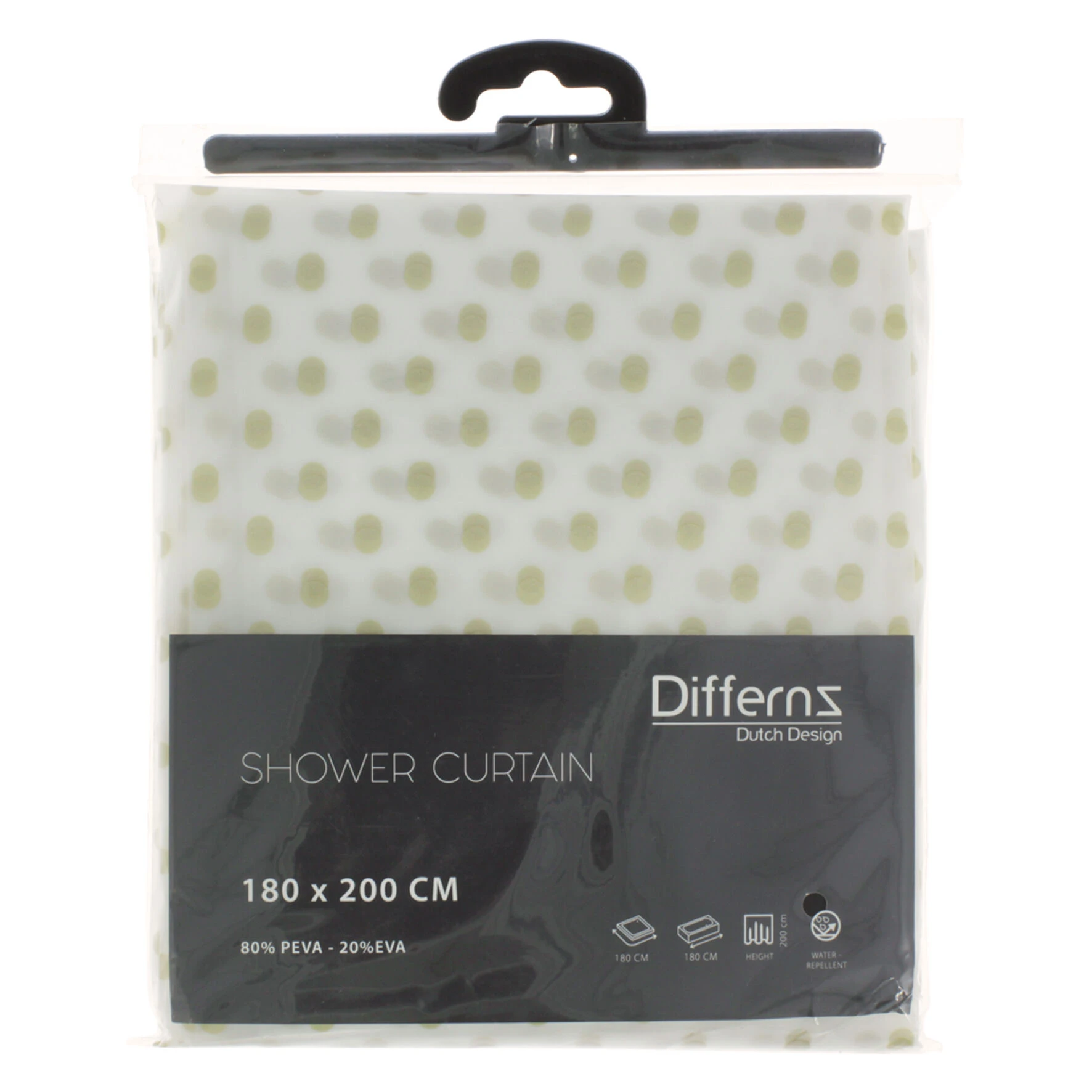 Differnz Dots Peva Douchegordijn 180x200cm Goud 4 Differnz Dots Peva Douchegordijn 180x200cm Goud - Afbeelding 2