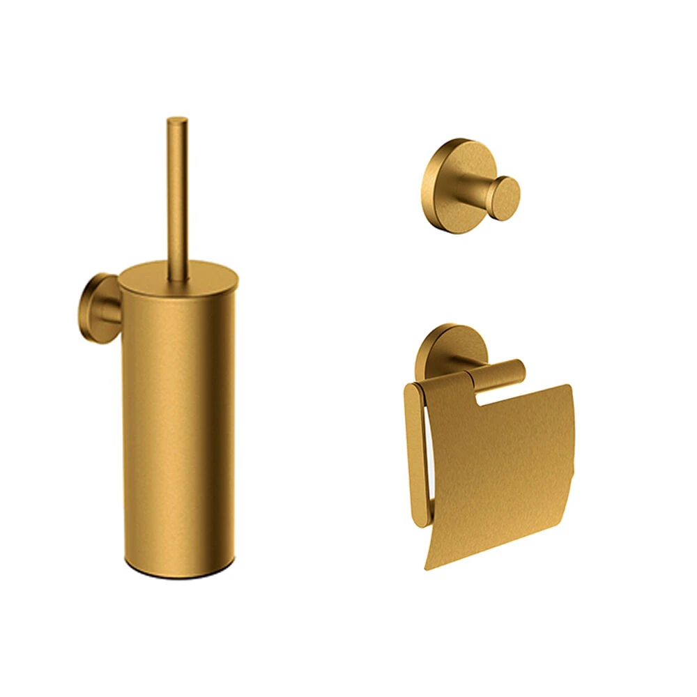 Mueller Hilton Toiletaccessoiresset Geborsteld Messing 3 Mueller Hilton Toiletaccessoiresset Geborsteld Messing