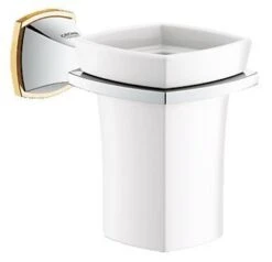 Grohe Grandera Glas Met Houder Chroom/goud -hotbath winkel grohe grandera glas met houder chroom goud 0437901 1