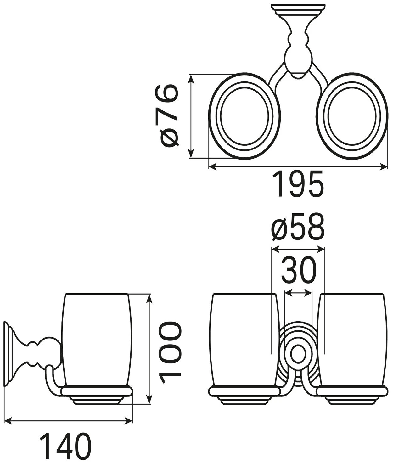 Haceka Allure Dubbele Bekerhouder Chroom 6 Haceka Allure Dubbele Bekerhouder Chroom - Afbeelding 4