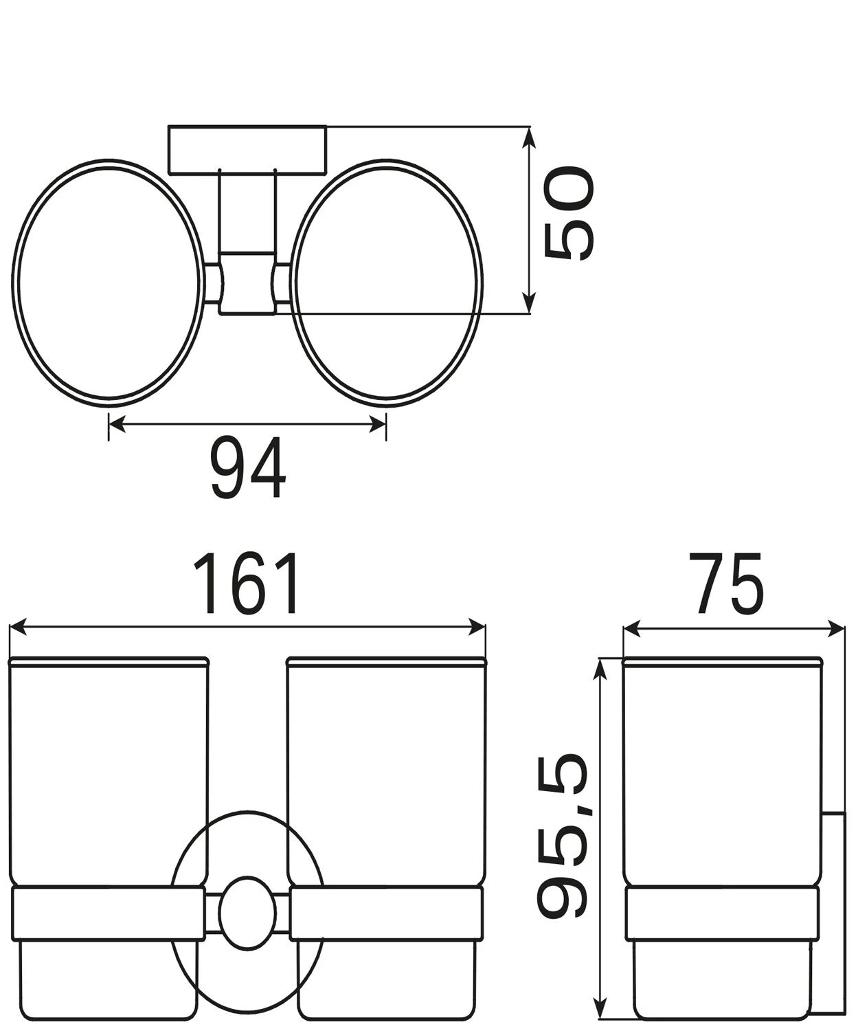 Haceka Kosmos Dubbele Bekerhouder Zwart Mat 6 Haceka Kosmos Dubbele Bekerhouder Zwart Mat - Afbeelding 4