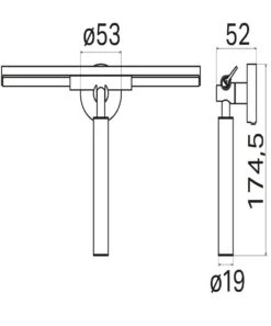 Haceka Kosmos Wisser Met Haak Geborsteld Koper -hotbath winkel haceka kosmos wisser met haak geborsteld koper 2012691 technische tekening