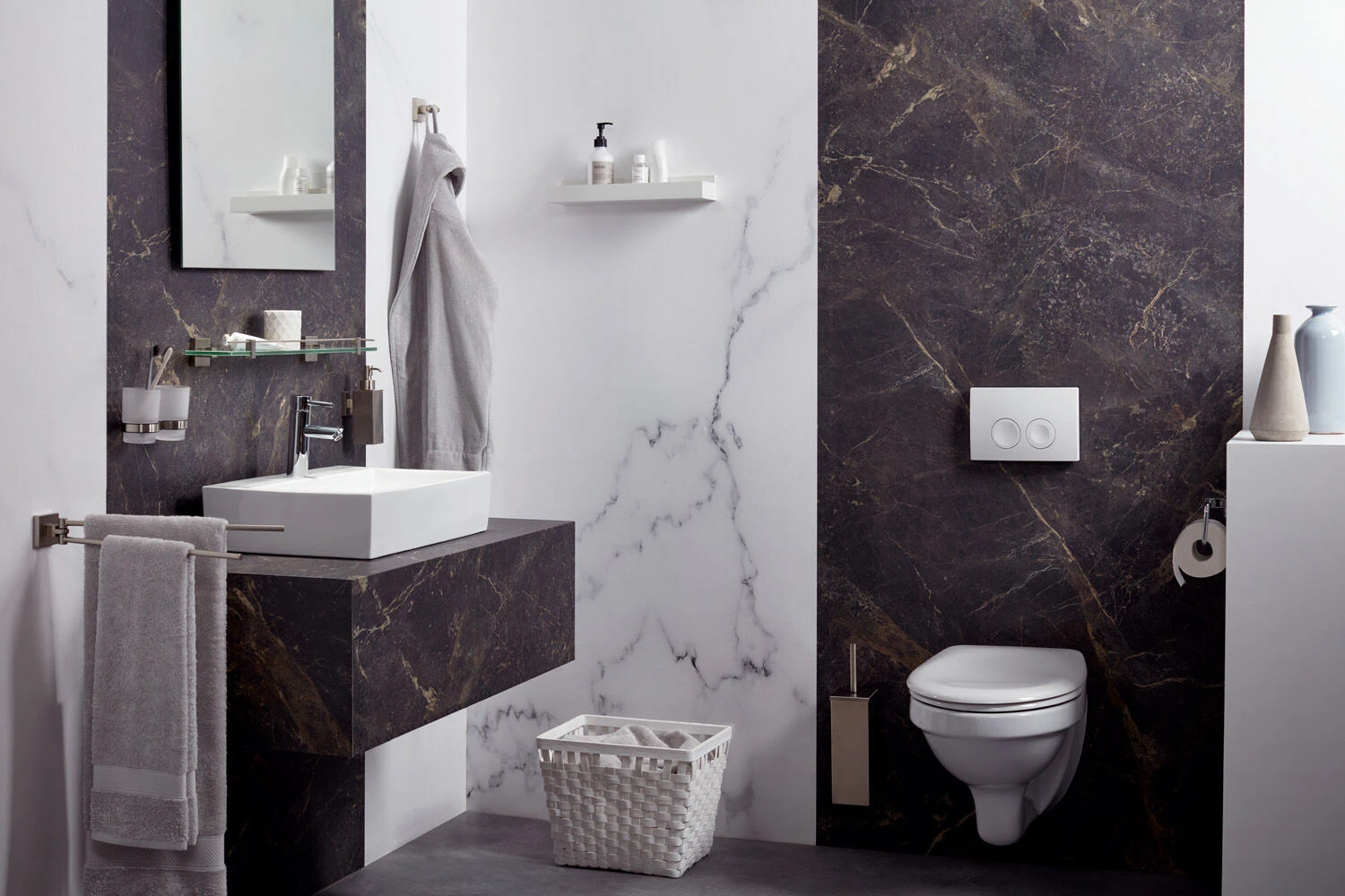 Haceka Mezzo Toiletrolhouder Met Klep RVS-look 4 Haceka Mezzo Toiletrolhouder Met Klep RVS-look - Afbeelding 2