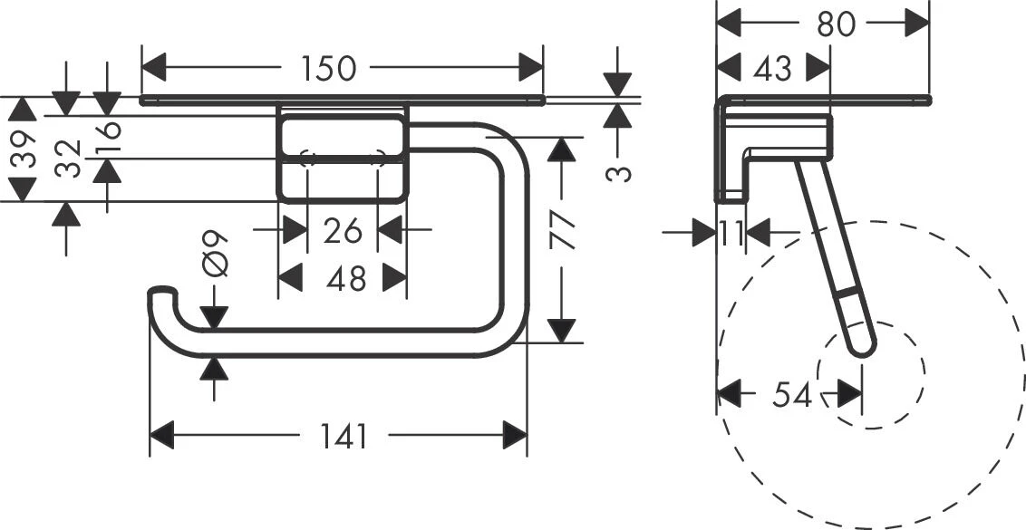 Hansgrohe AddStoris Wc-rolhouder Met Planchet Chroom 4 Hansgrohe AddStoris Wc-rolhouder Met Planchet Chroom - Afbeelding 2
