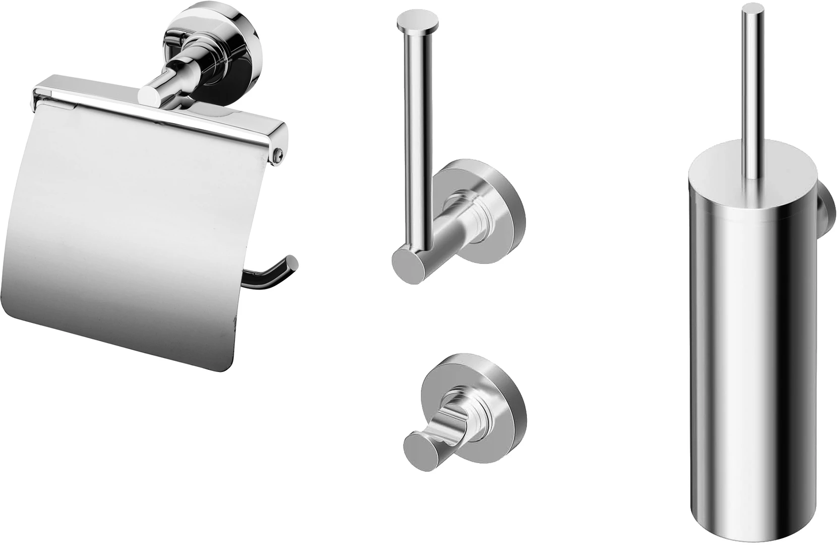 Ideal Standard Iom Toiletaccessoires Set M. Handdoekhaak, Closetrolhouder M. Deksel M. Closetborstelgarnituur En Reserverolhouder Chroom