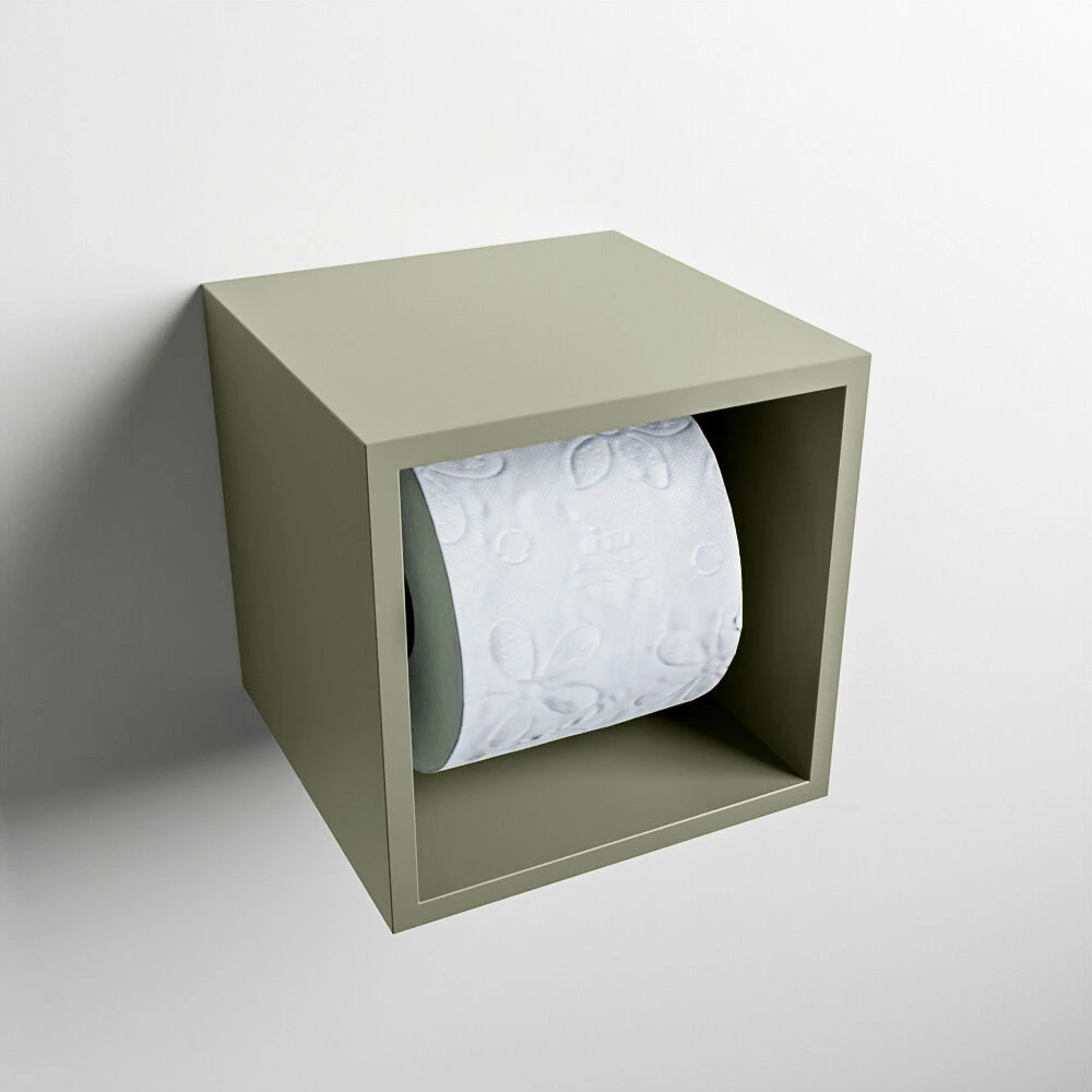 Mondiaz Easy Cube Toilet Rolhouder 16x16cm Army 3 Mondiaz Easy Cube Toilet Rolhouder 16x16cm Army