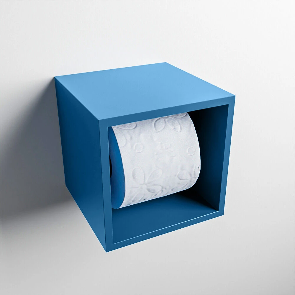 Mondiaz Easy Cube Toilet Rolhouder 16x16cm Jeans 3 Mondiaz Easy Cube Toilet Rolhouder 16x16cm Jeans