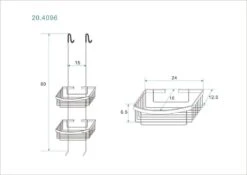 Mueller Domo Doucherek 2 Laags 80cm RVS Look -hotbath winkel mueller domo doucherek 2 laags 80cm rvs look 28 4096 technische tekening