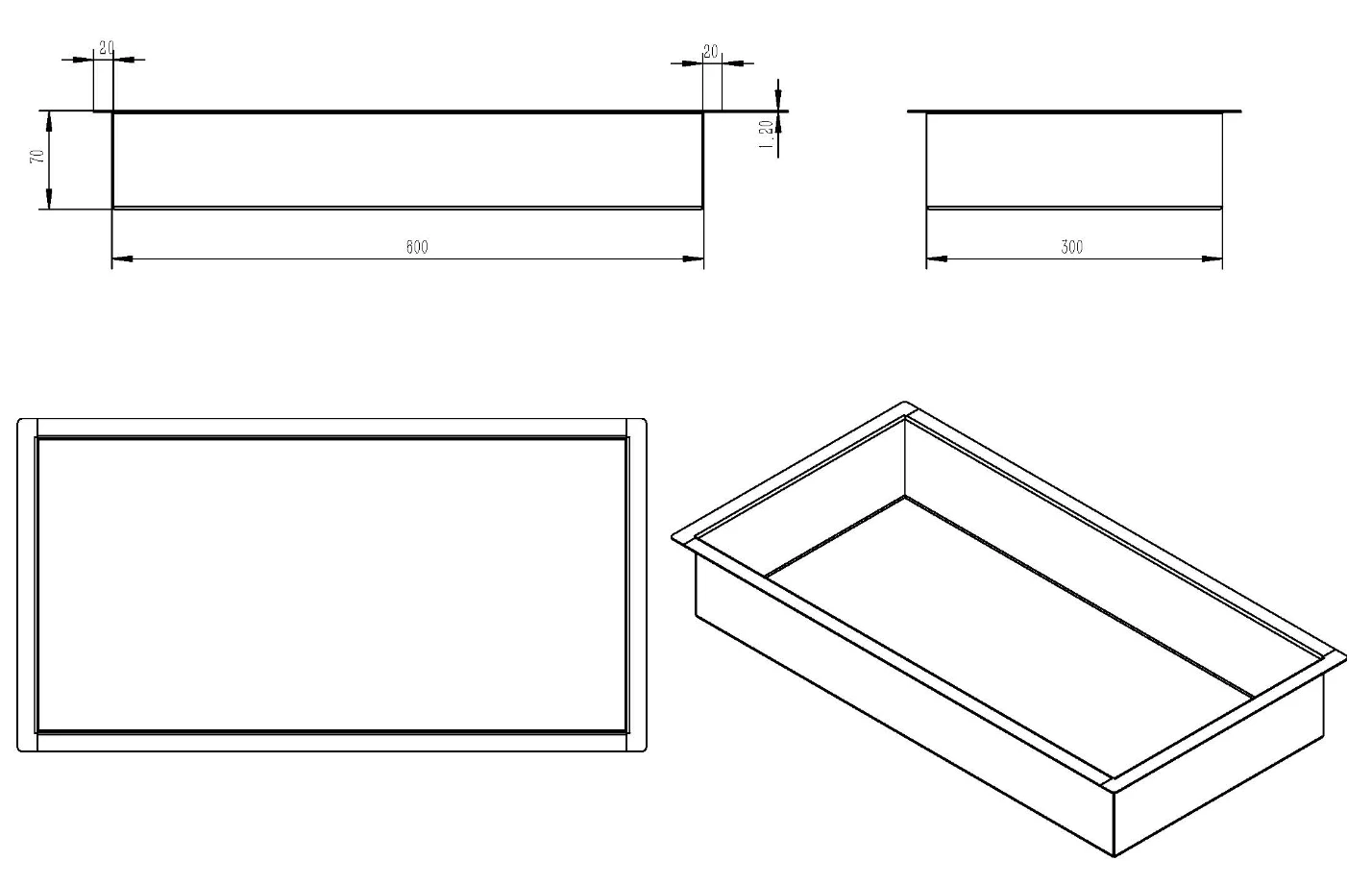 Mueller Ferro Inbouwnis 60x30x7cm Verouderd Ijzer - Gunmetal 4 Mueller Ferro Inbouwnis 60x30x7cm Verouderd Ijzer - Gunmetal - Afbeelding 2