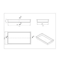 Mueller Inbouwnis 30x60x7cm Zwart Chroom -hotbath winkel mueller inbouwnis 30x60x7cm zwart chroom sk27458 technische tekening