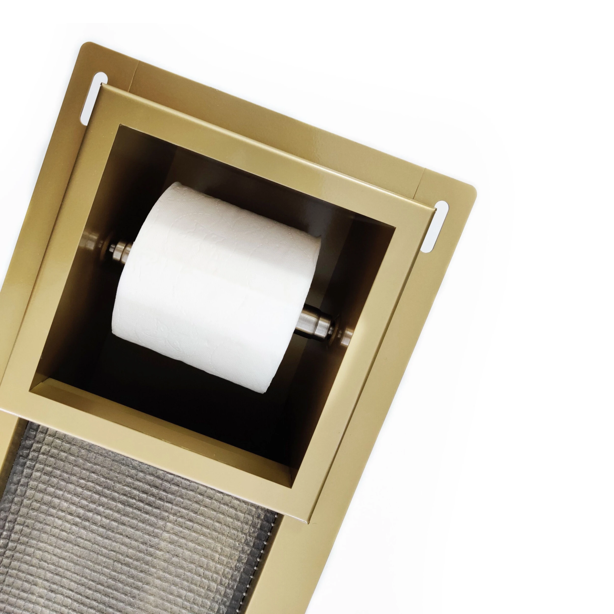 Mueller Mat Gouden Inbouw Toiletrolhouder Met Reserverol Houder 8 Mueller Mat Gouden Inbouw Toiletrolhouder Met Reserverol Houder - Afbeelding 6