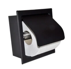 Mueller Mat Zwarte Inbouw Toiletrolhouder Met Klep RVS