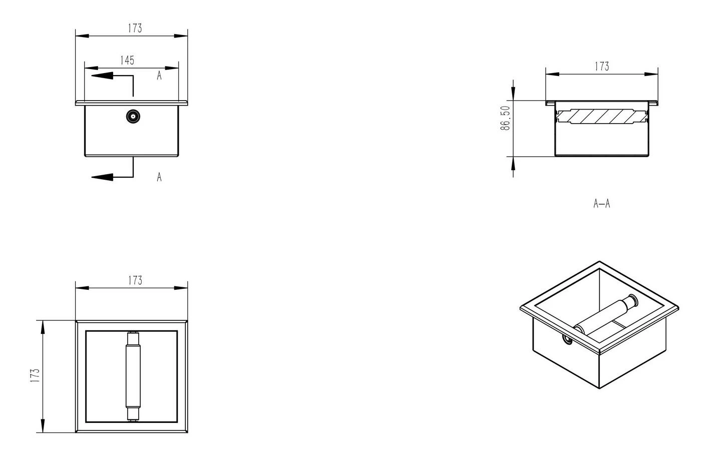 Mueller Mat Zwarte Inbouw Toiletrolhouder RVS 5 Mueller Mat Zwarte Inbouw Toiletrolhouder RVS - Afbeelding 3