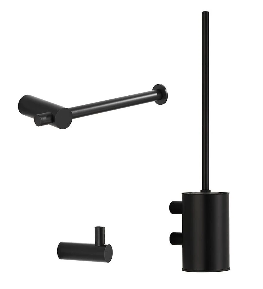 Saniclear Academy Toiletaccessoiresset 3-delig Zwart Mat 3 Saniclear Academy Toiletaccessoiresset 3-delig Zwart Mat