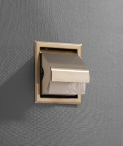 Alternative view of Saniclear Brass Inbouw Toiletrol Houder Met Klep Geborsteld Messing - Mat Goud