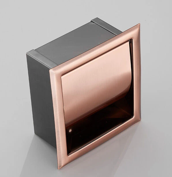 Saniclear Copper Inbouw Toiletrol Houder Met Klep Geborsteld Koper 8 Saniclear Copper Inbouw Toiletrol Houder Met Klep Geborsteld Koper - Afbeelding 6