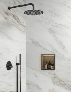 Saniclear Lucio Inbouwnis Met LED Verlichting 30x30cm Mat Zwart -hotbath winkel saniclear lucio inbouwnis met led verlichting 30x30cm mat zwart sk39532 2