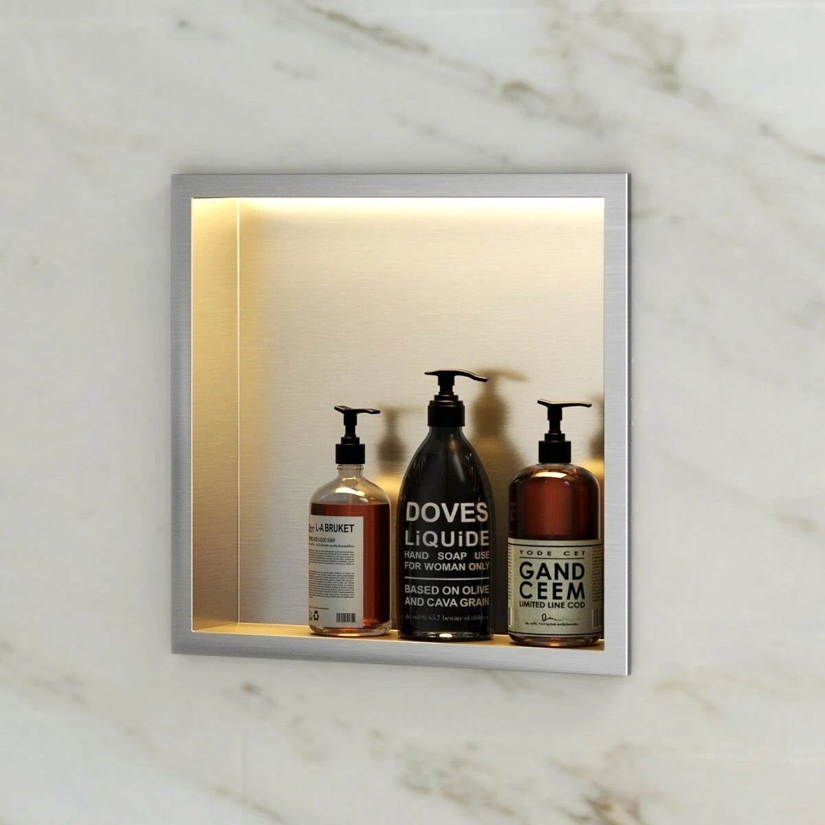 Saniclear Lucio Inbouwnis Met LED Verlichting 30x30cm RVS 3 Saniclear Lucio Inbouwnis Met LED Verlichting 30x30cm RVS