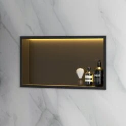 Saniclear Lucio Inbouwnis Met LED Verlichting 60x30cm Mat Zwart