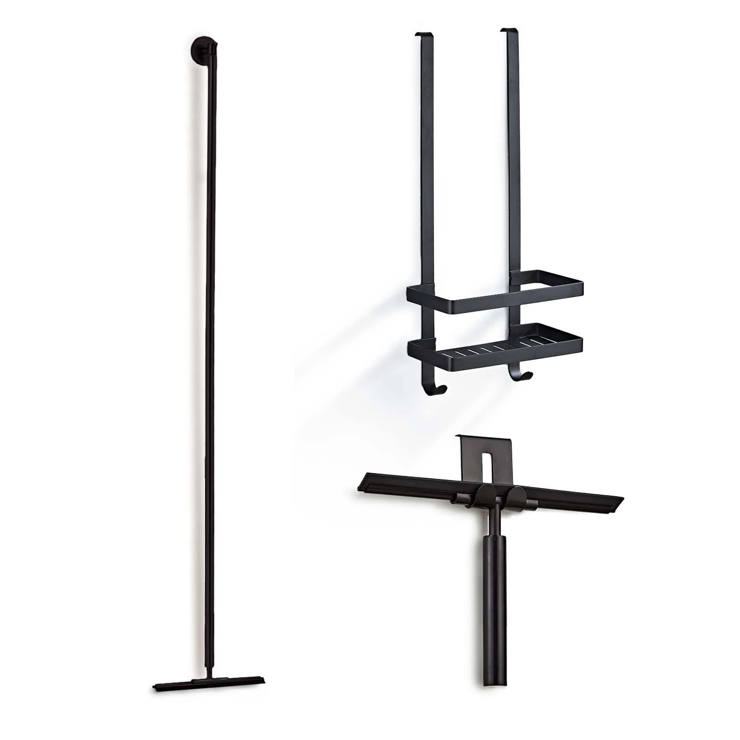 Saniclear Nero Douche Accessoiresset Met Wissers En Shampoohouder Zwart Mat 3 Saniclear Nero Douche Accessoiresset Met Wissers En Shampoohouder Zwart Mat