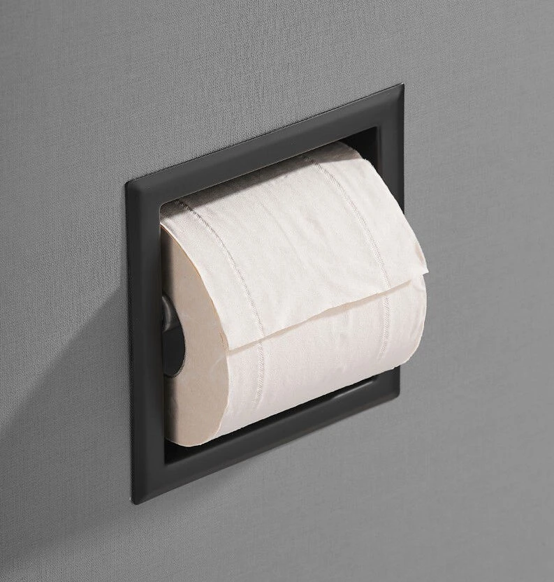 Saniclear Nero Inbouw Toiletrol Houder Zonder Klep Mat Zwart 4 Saniclear Nero Inbouw Toiletrol Houder Zonder Klep Mat Zwart - Afbeelding 2