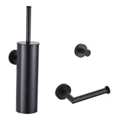 Saniclear Nero Mat Zwart Toilet Accessoire Set Incl Toiletborstel, Rolhouder En Haak