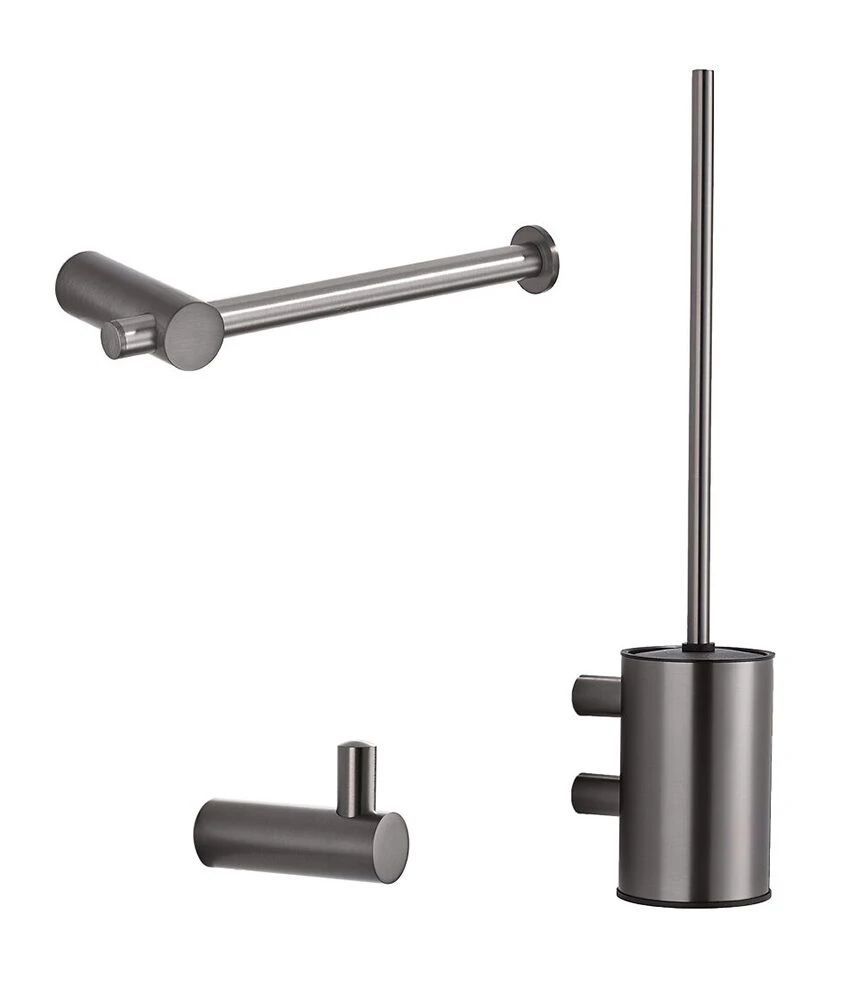 Saniclear Academy Toiletaccessoiresset 3-delig Verouderd Ijzer - Gunmetal 3 Saniclear Academy Toiletaccessoiresset 3-delig Verouderd Ijzer - Gunmetal