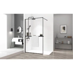 Sanigoods Obby Inkortbaar Handdoekrek / Planchet Voor Douchewand Mat Zwart 120cm -hotbath winkel sanigoods obby inkortbaar handdoekrek planchet voor douchewand mat zwart 120cm sk31735 5