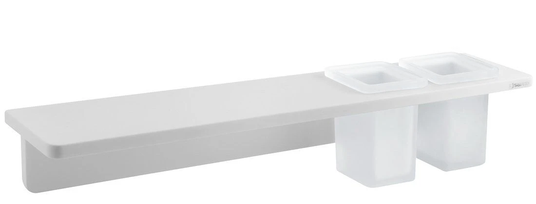Sapho Abeline Rockstone Plank Met 2 Glazen 50cm Wit 3 Sapho Abeline Rockstone Plank Met 2 Glazen 50cm Wit