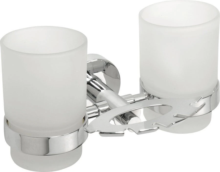 Sapho X-Round Dubbele Glashouder Met Tandenborstelhouder Chroom 3 Sapho X-Round Dubbele Glashouder Met Tandenborstelhouder Chroom