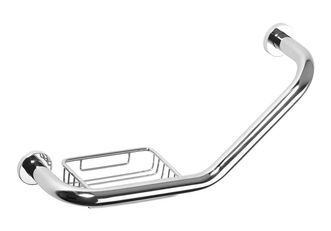 Sapho X-Round Gebogen Badgreep Met Zeephouder Chroom 3 Sapho X-Round Gebogen Badgreep Met Zeephouder Chroom
