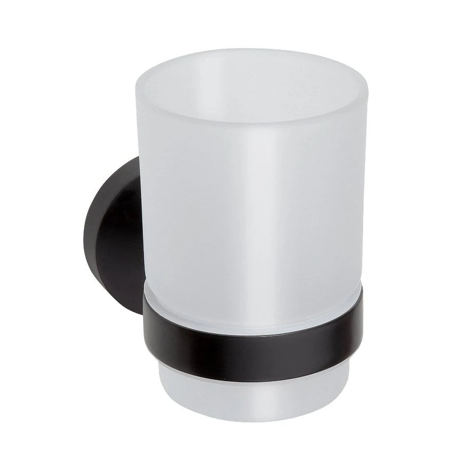 Sapho X-Round Glashouder Met Glas Zwart 3 Sapho X-Round Glashouder Met Glas Zwart