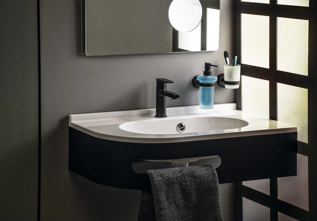 Sapho X-Round Glashouder Met Glas Zwart 6 Sapho X-Round Glashouder Met Glas Zwart - Afbeelding 4