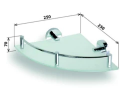 Alternative view of Sapho X-Round Glazen Hoekplanchet Met Rail 25cm Chroom