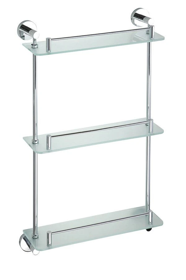 Sapho X-Round Glazen Planchet 40cm Met Rail 3 Laags Chroom 3 Sapho X-Round Glazen Planchet 40cm Met Rail 3 Laags Chroom