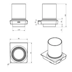 Sapho Zen Black Zwarte Glashouder Met Matglas -hotbath winkel sapho zen black zwarte glashouder met matglas technische tekening