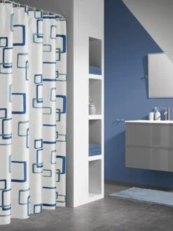 Sealskin Douchegordijn Retro PEVA Blauw Print 180x200 Cm -hotbath winkel sealskin douchegordijn retro peva blauw print 180x200 cm 211521324 1