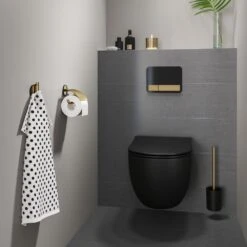 Tiger Tune Toiletborstel Met Houder Messing Geborsteld / Zwart -hotbath winkel tiger tune toiletborstel met houder messing geborsteld zwart 2
