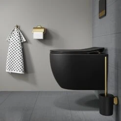 Tiger Tune Toiletborstel Met Houder Messing Geborsteld / Zwart -hotbath winkel tiger tune toiletborstel met houder messing geborsteld zwart 3