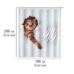 Wenko Douchegordijn 180x200cm Cat Inclusief Ringen -hotbath winkel wenko douchegordijn 180x200cm cat inclusief ringen sk64306 5