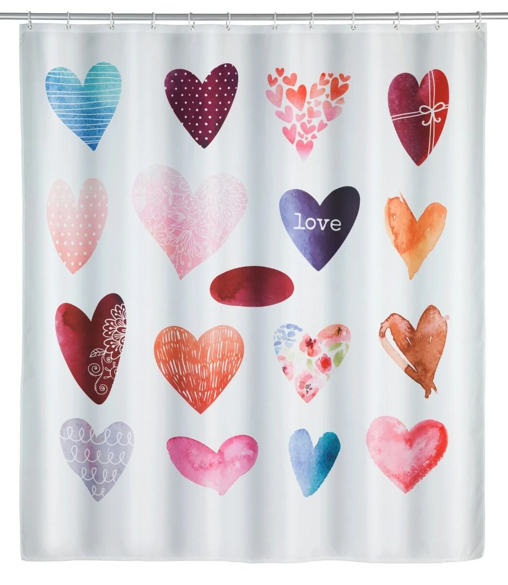 Wenko Douchegordijn 180x200cm Love Inclusief Ringen 3 Wenko Douchegordijn 180x200cm Love Inclusief Ringen