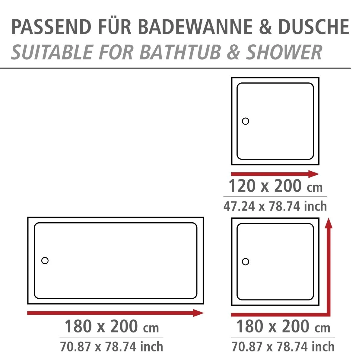 Wenko Douchegordijn 180x200cm Love Inclusief Ringen 6 Wenko Douchegordijn 180x200cm Love Inclusief Ringen - Afbeelding 4