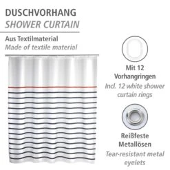 Wenko Douchegordijn 180x200cm Marine Inclusief Ringen 10 Wenko Douchegordijn 180x200cm Marine Inclusief Ringen -hotbath winkel wenko douchegordijn 180x200cm marine inclusief ringen sk64295 3