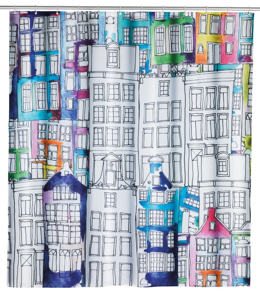 Wenko Douchegordijn 180x200cm Sunny City Inclusief Ringen 3 Wenko Douchegordijn 180x200cm Sunny City Inclusief Ringen